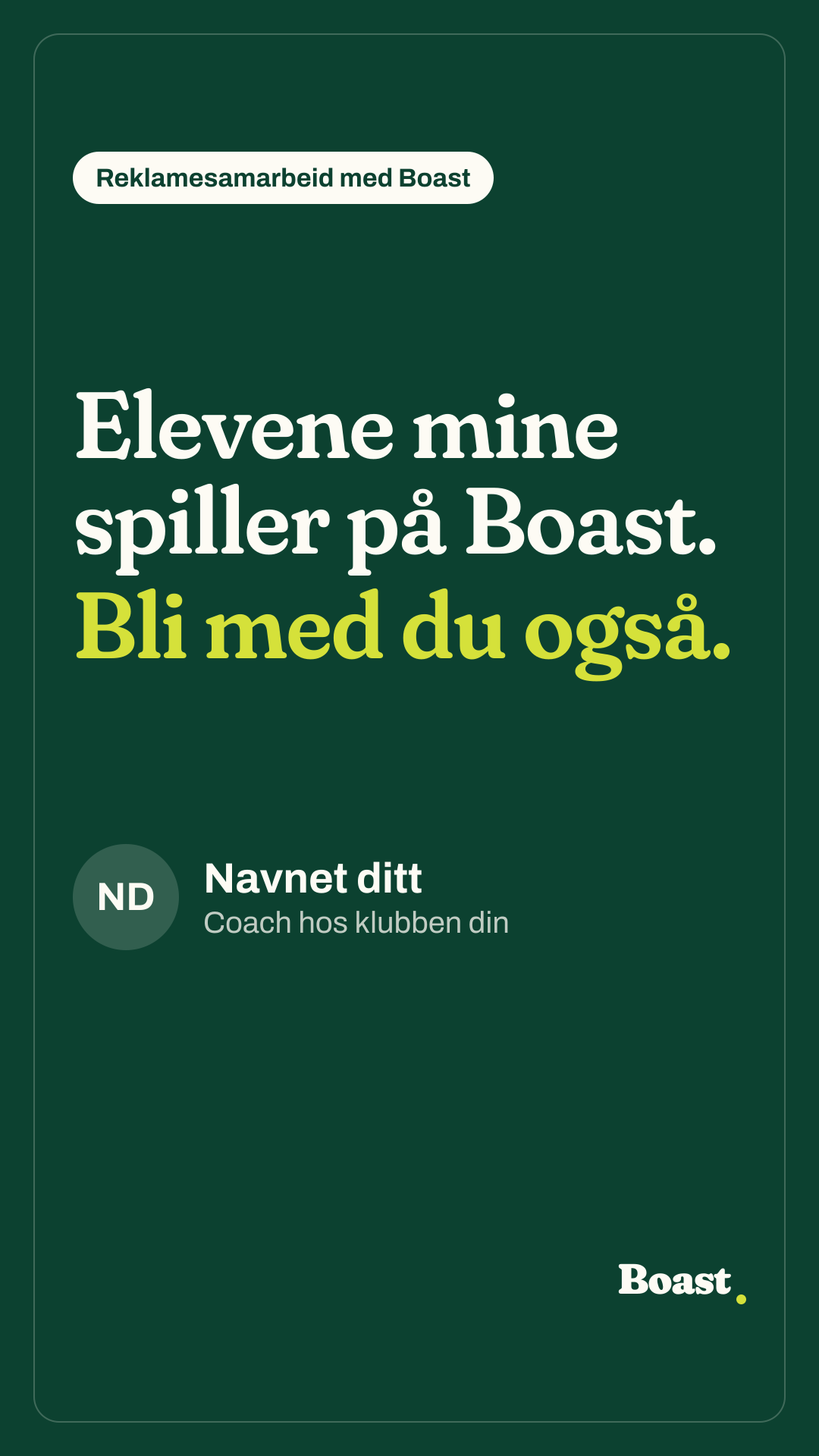Eksempel på story fra en samarbeidstrener: «Elevene mine spiller på Boast. Bli med dem.»